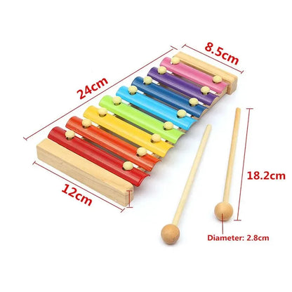 Montessori Wooden 8 Tones Multicolor Xylophone Wood Musical Instrument Toys For Baby Kids Puzzles Early Learning Games