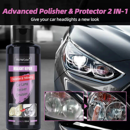 Kit de Restauración de Faros para Coche – Pulido y Reparación, Eliminación de Oxidación y Arañazos, Agente Renovador P8
