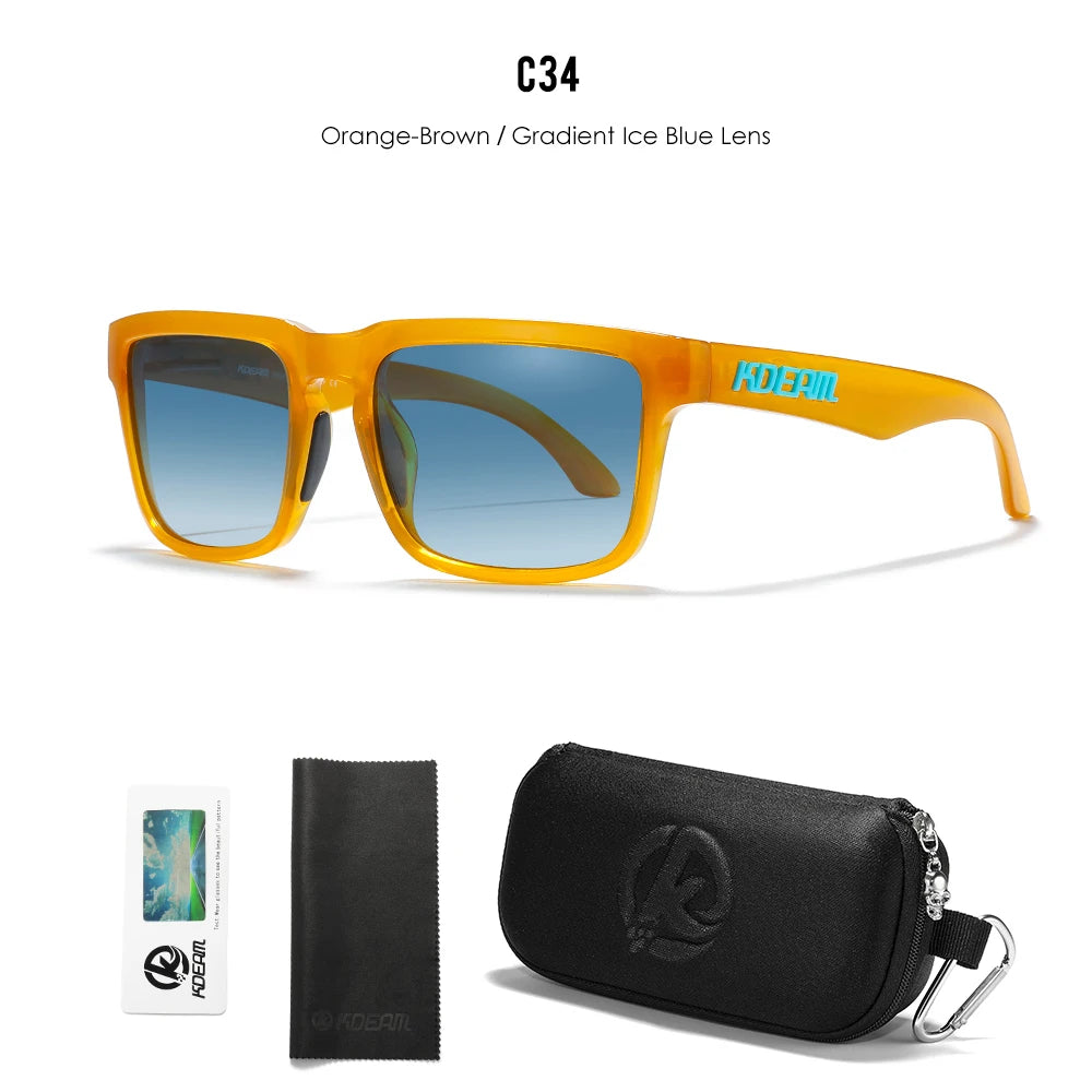 Gafas de Sol Polarizadas KDEAM Unisex | Diseño Cuadrado Casual con Estuche Rígido