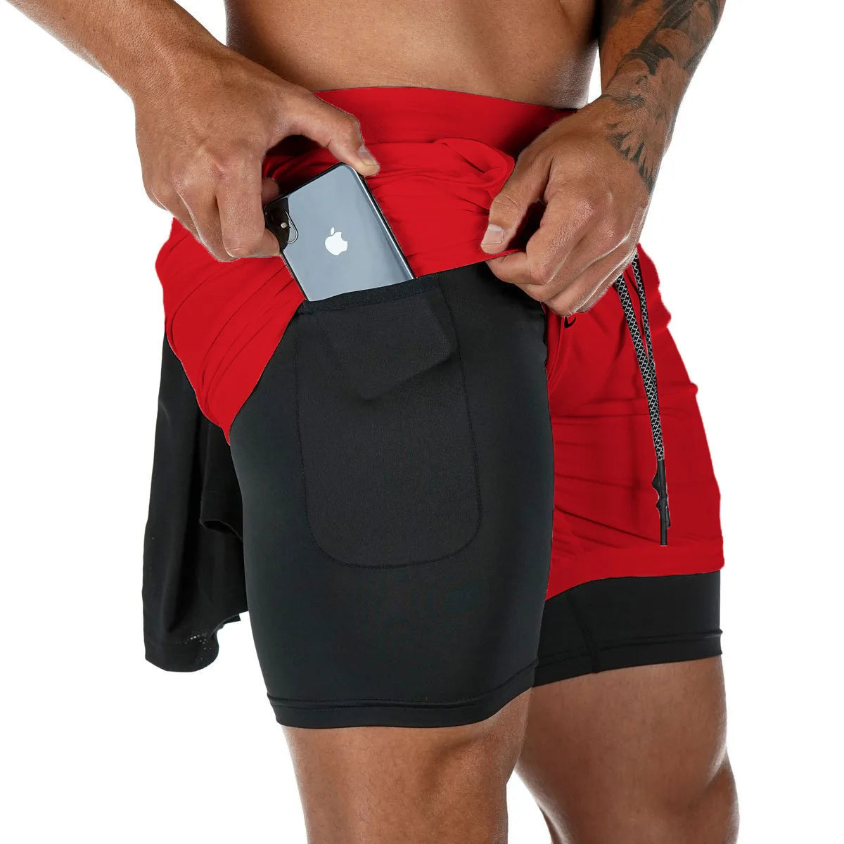 Shorts Deportivos 2 en 1 para Hombre – Gym, Fitness y Running con Compresión, Secado Rápido y Estiramiento