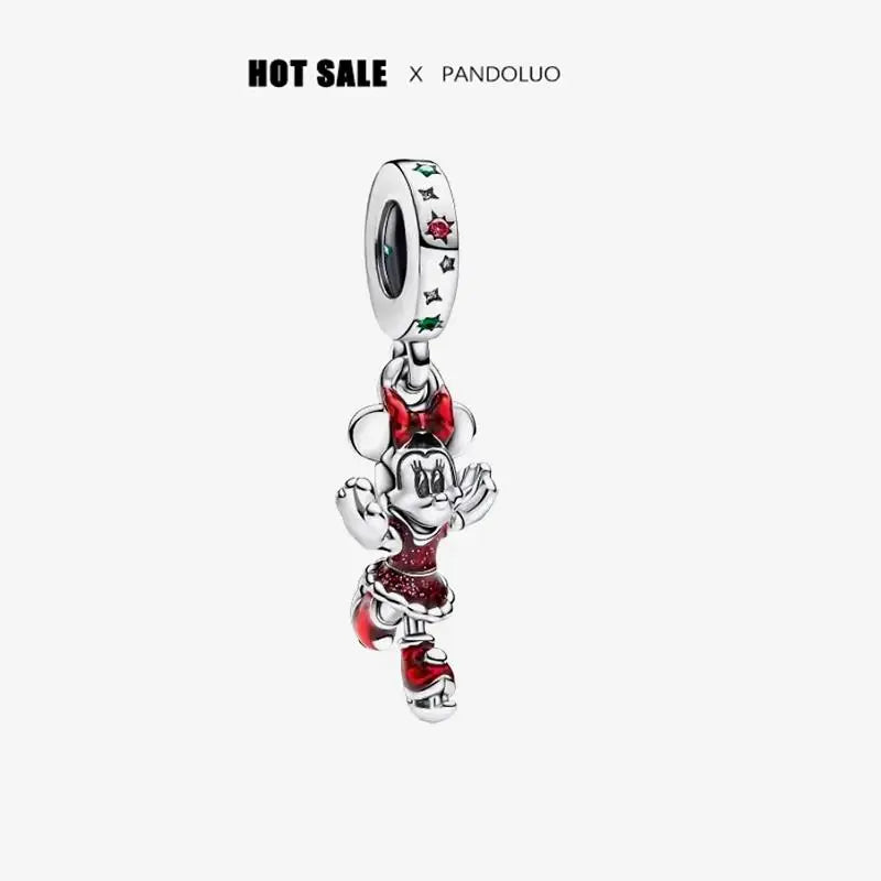 Charm Navideño Disney en Plata 925 – Abalorios Mickey y Minnie para Pulseras Originales Mujer