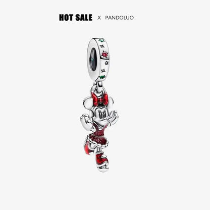 Charm Navideño Disney en Plata 925 – Abalorios Mickey y Minnie para Pulseras Originales Mujer