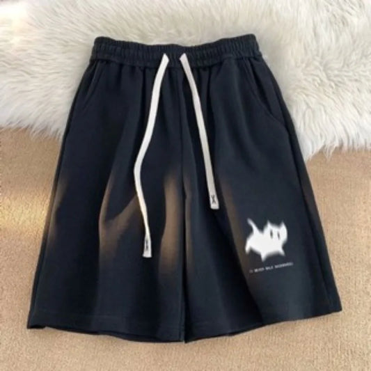 Shorts Oversize Hombre | Estampado Kittens Gaussian Blur | Streetwear Casual Pareja Baloncesto