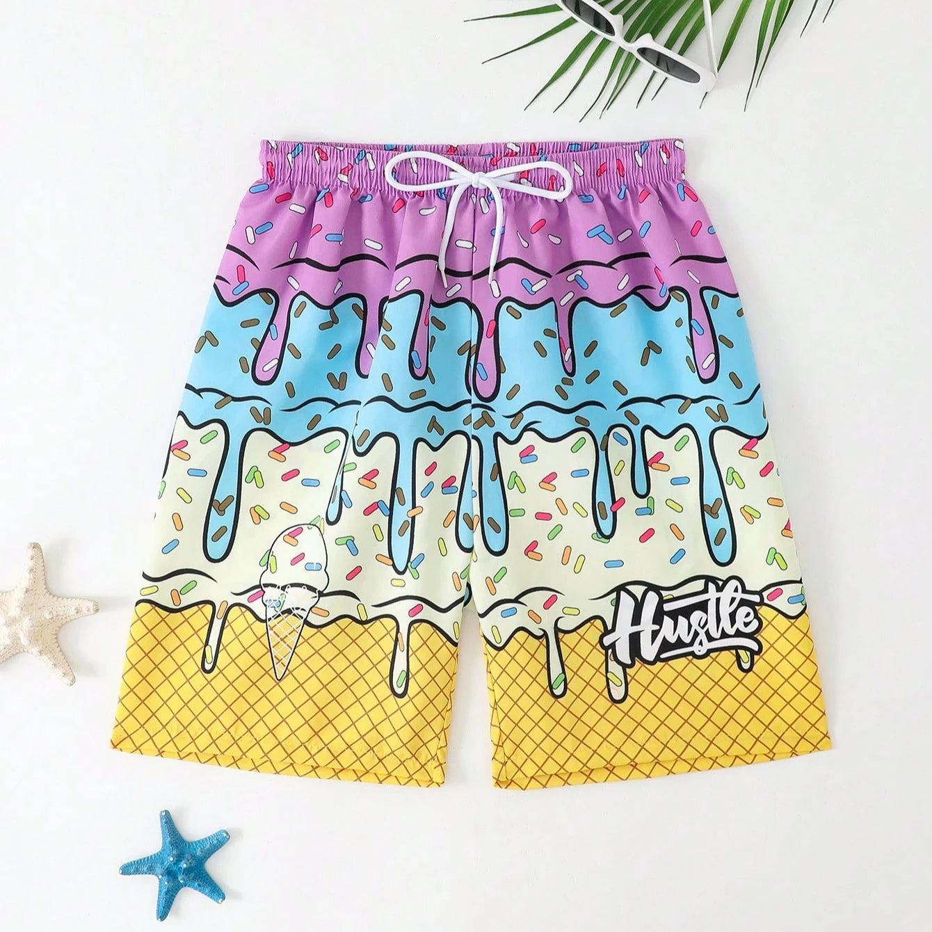 Bañador Hombre Helado 3D | Shorts Playa Y2K Secado Rápido Tallas Grandes – Bermuda Verano