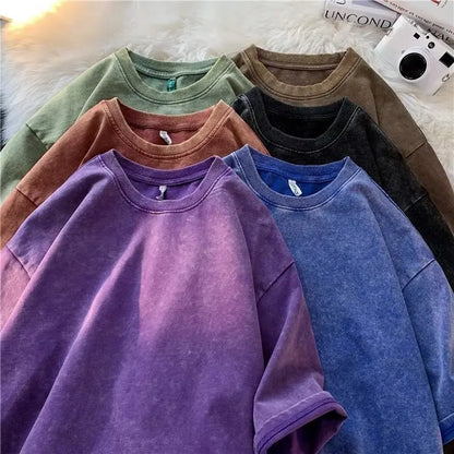 Camiseta Unisex 2025 | Estilo Americano Retro Oversize con Acabado Lavado