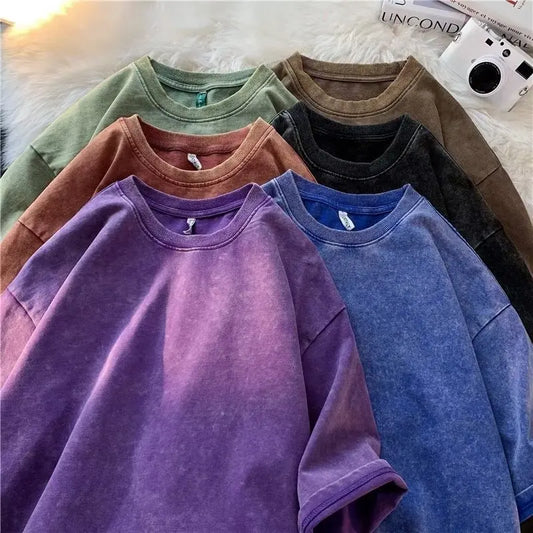 Camiseta Unisex 2025 | Estilo Americano Retro Oversize con Acabado Lavado