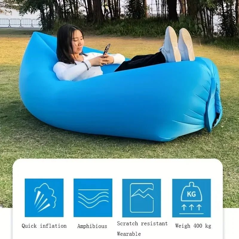 Sofá Inflable Reclinable – Silla Lazy Air Portátil para Camping, Playa y Festivales de Música