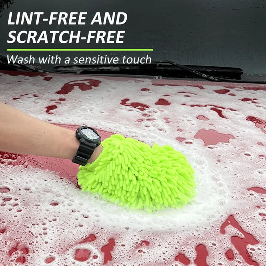 Guante de Microfibra para Lavado de Autos | Chenille Doble Cara, Suave y Absorbente, Limpieza Detallada
