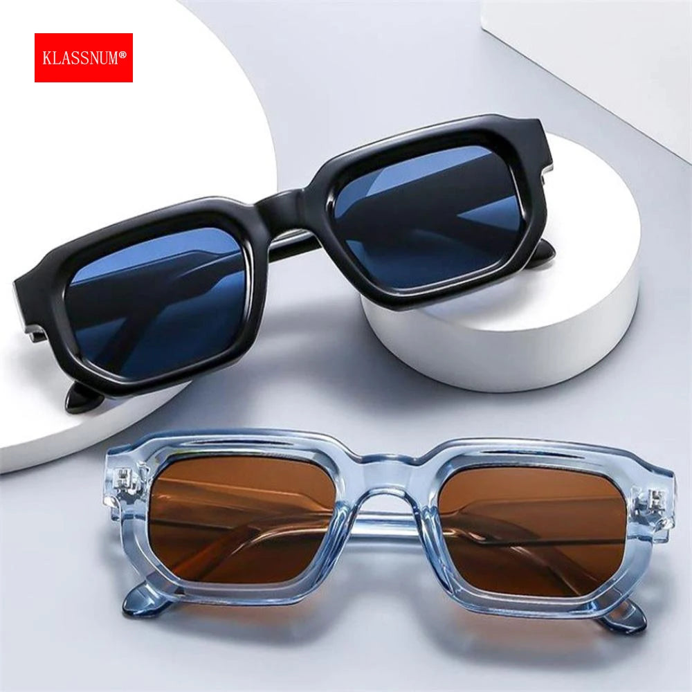 KLASSNUM Gafas de Sol Rectangulares Vintage | Retro Fashion UV400 Unisex Hombres y Mujeres