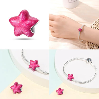 Charm luna y estrellas luminoso plata 925 – Abalorio brillante para pulsera tipo Pandora mujer