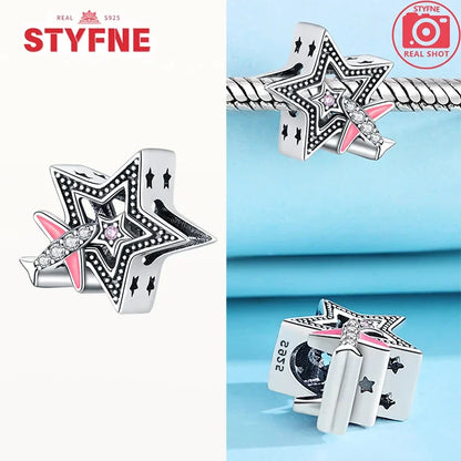 Charm Astronauta de Plata 925 con Estrella Brillante | Dijes de Joyería Fina para Mujer