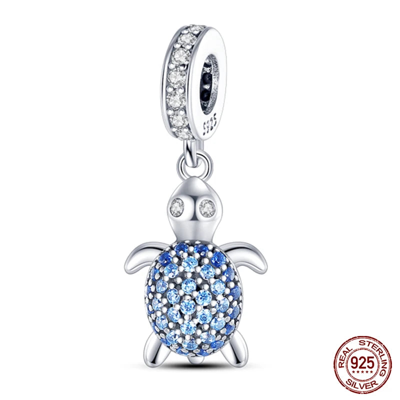 Charm Serie Océano en Plata 925 – Abalorios Tortuga, Cangrejo y Sirena para Pulsera Original Mujer