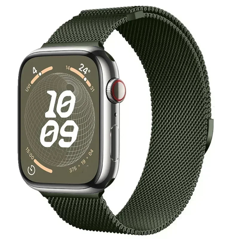 Correa Milanese para Apple Watch Ultra/SE/Series 9/8/7/6/5/3 – Pulsera Magnética de Acero Inoxidable 49mm 45mm 44mm 41mm 40mm 38mm