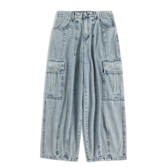 Jeans Baggy Negros para Hombre – Pantalones Denim Oversize Pierna Ancha Cargo Estilo Coreano Streetwear Hip Hop Harajuku