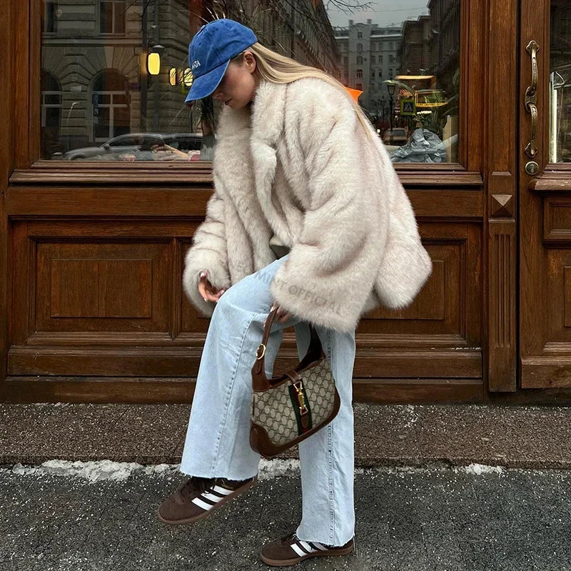 Abrigo Oversize Mujer Pelo Sintético Neo Mint 2025 | Chaqueta Gruesa Cálida Invierno Estilo Fashion