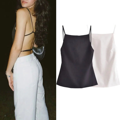 Top Mujer Sexy 2025 | Crop Top Sin Espalda con Tirantes Elegante Fiesta Verano