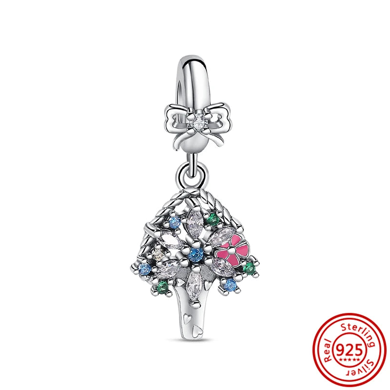 Charm trébol verde dopamina en plata 925 – Flor del bosque para pulsera DIY compatible Pandora mujer