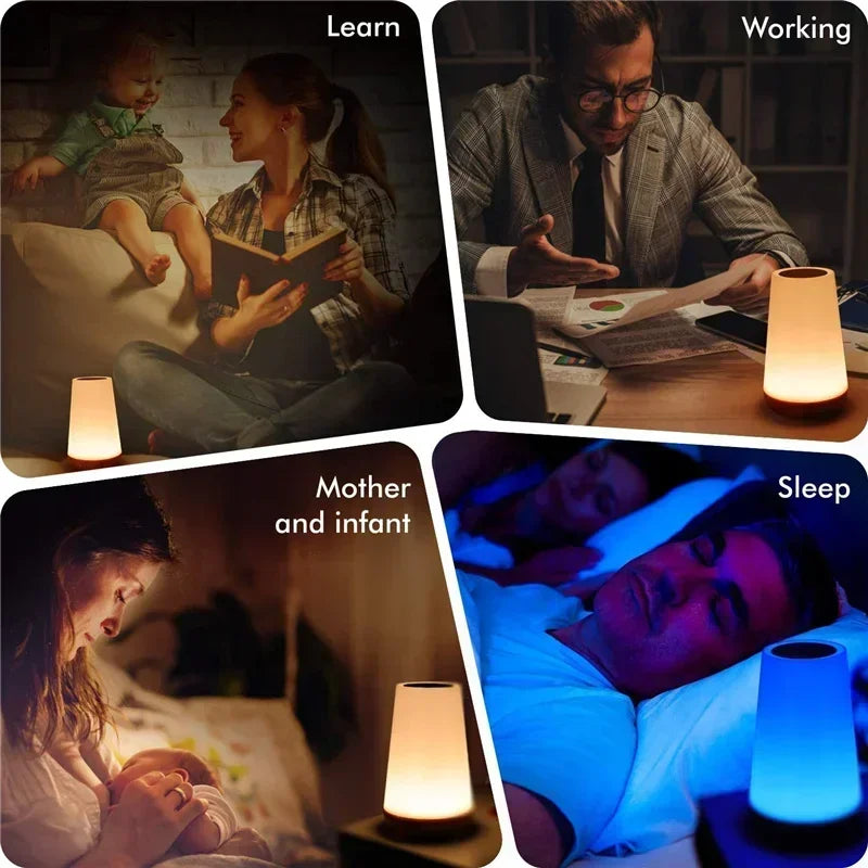 Lámpara de noche LED RGB 13 colores – Recargable USB, táctil y con control remoto, regulable y portátil para mesa o dormitorio