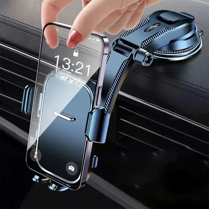 Soporte Ajustable para Teléfono de Coche con Base de Succión Fuerte y Marco de ABS – Rotación 360° Antivibración Antideslizante para Salpicadero