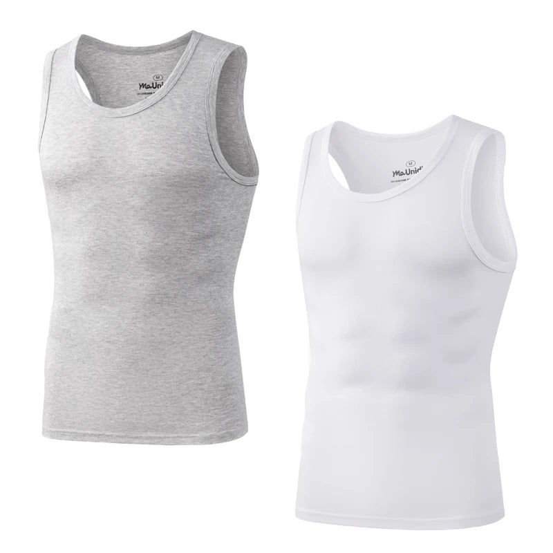 Pack 2 Camisetas de Tirantes para Hombre – Tank Top Gym sin Mangas de Fibra de Bambú, Compresivo y Alta Calidad