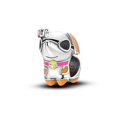 Charm Mascotas y Animales en Plata 925 – Gatito, Perrito y Oveja con Circonitas de Colores | Compatible Pulsera Pandora
