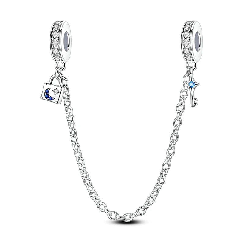Charm de Plata 925 – Safety Chain, Avión, Tierra, Cámara y Margarita para Pulsera DIY Mujer