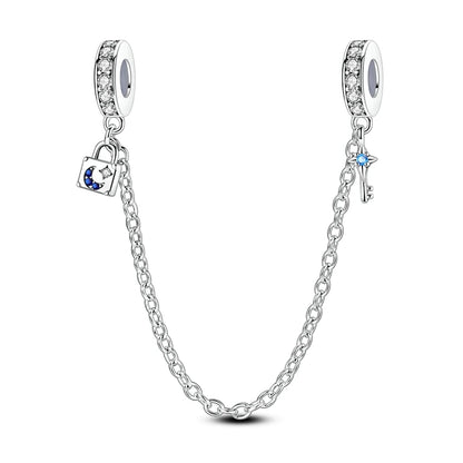 Charm de Plata 925 – Safety Chain, Avión, Tierra, Cámara y Margarita para Pulsera DIY Mujer