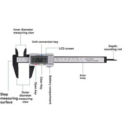 Calibrador Digital Vernier 0-150mm | Calibrador Electrónico de Plástico para Estudiantes, Hogar y Carpintería