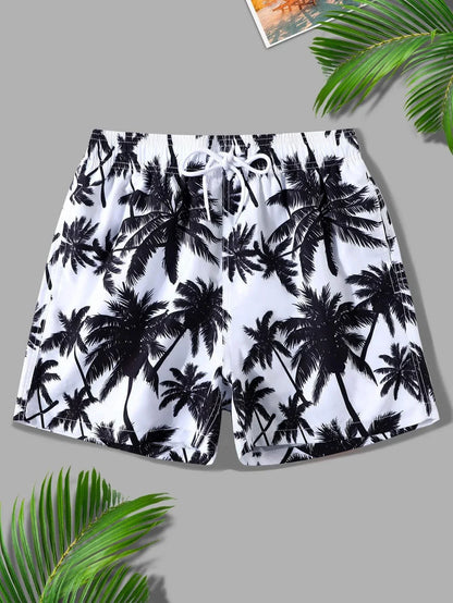 Bañador Hombre Verano | Pantalones Cortos Playa con Estampado 3D de Palmeras – Shorts Transpirables Surf y Natación