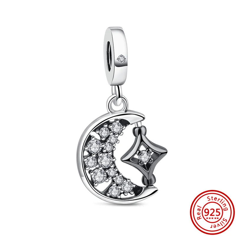 Charm Espacio y Galaxia en Plata 925 – Abalorios Astronauta, Planeta y Estrellas para Pulsera Original Mujer