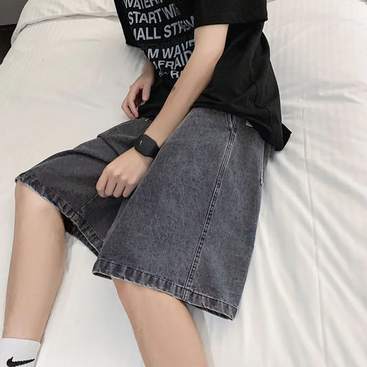 Shorts Jeans Azul 2025 para Hombre – Pantalones Cortos Baggy Harajuku Oversize Unisex Estilo Y2K Streetwear Vintage Coreano Verano