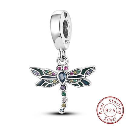 Charm de Plata 925 Luciérnaga y Mariposa Luminoso – Abalorio Brillante para Pulseras Originales