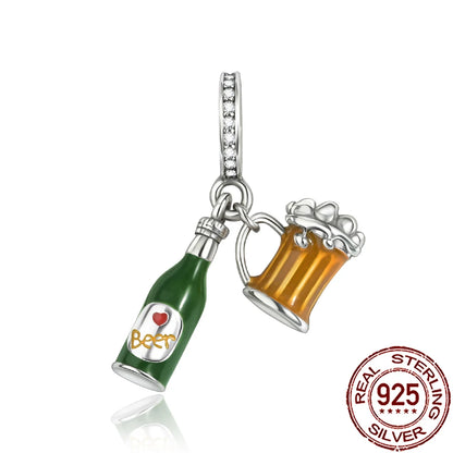 Charm Comida Divertida en Plata 925 – Café, Pastel, Frutas, Hamburguesa y Papas | Compatible Pandora 2025