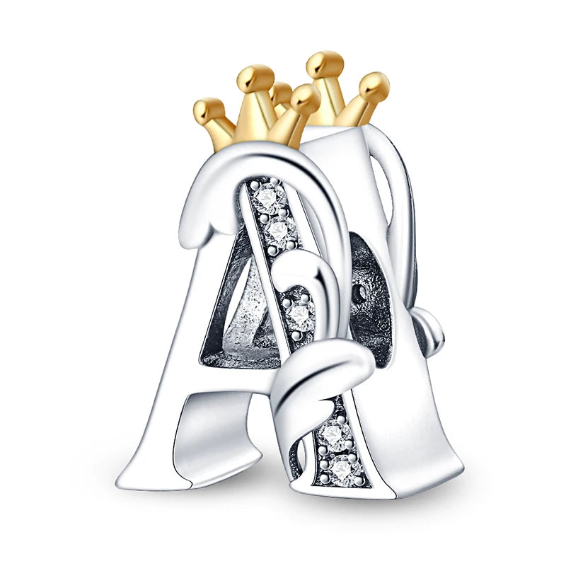Charm letras alfabeto inglés de plata 925 – Colgante inicial A-Z para pulsera tipo Pandora, joyería DIY personalizada