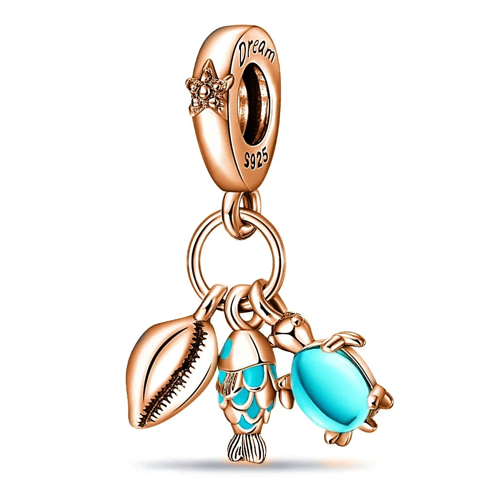 Charm Colgante Pareja Plata 925 y Oro Rosa | Compatible Pandora Original | Pulsera o Collar Mujer