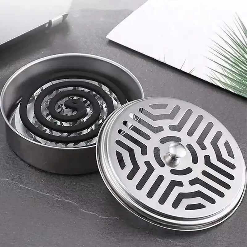 Porta Espiral Antimosquitos con Tapa – Caja y Bandeja de Hierro Multifuncional para Hogar, Camping, Sala y Cocina