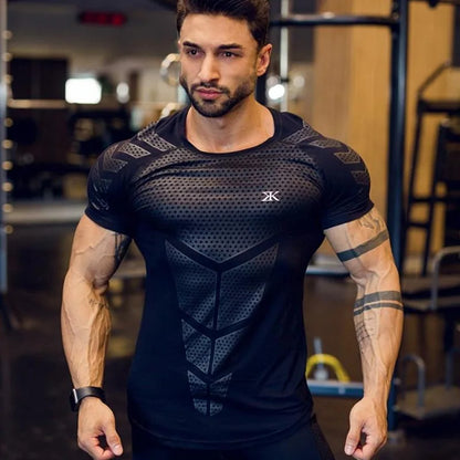 Camiseta Compresiva Negra para Hombre – T-shirt de Running, Gym y Fitness, Secado Rápido y Ajuste Slim
