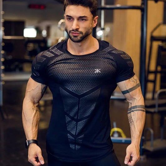 Camiseta Compresiva Negra para Hombre – T-shirt de Running, Gym y Fitness, Secado Rápido y Ajuste Slim