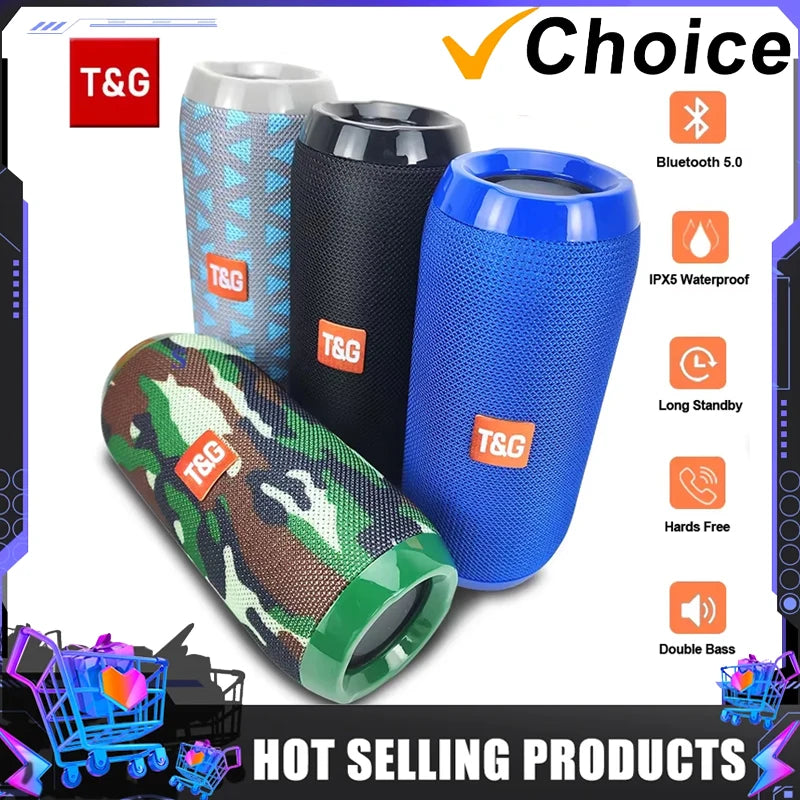 T&G TG117 Altavoz Bluetooth Portátil – Parlante Inalámbrico IPX5, Batería 10H, Manos Libres, FM, USB, TF Card