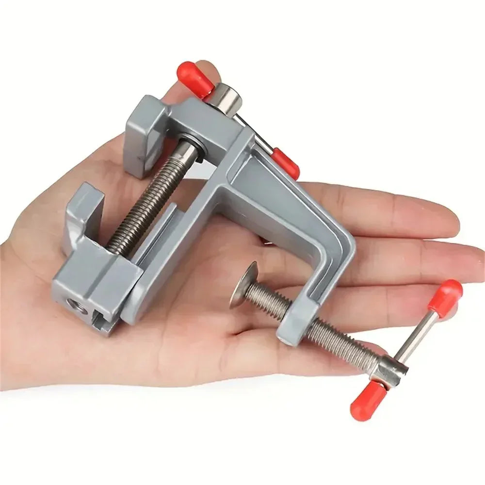 Mini Tornillo de Banco 3.5" de Aluminio | Mordaza de Mesa Multiusos con Rotación 360° para Joyería, Manualidades y Hobby