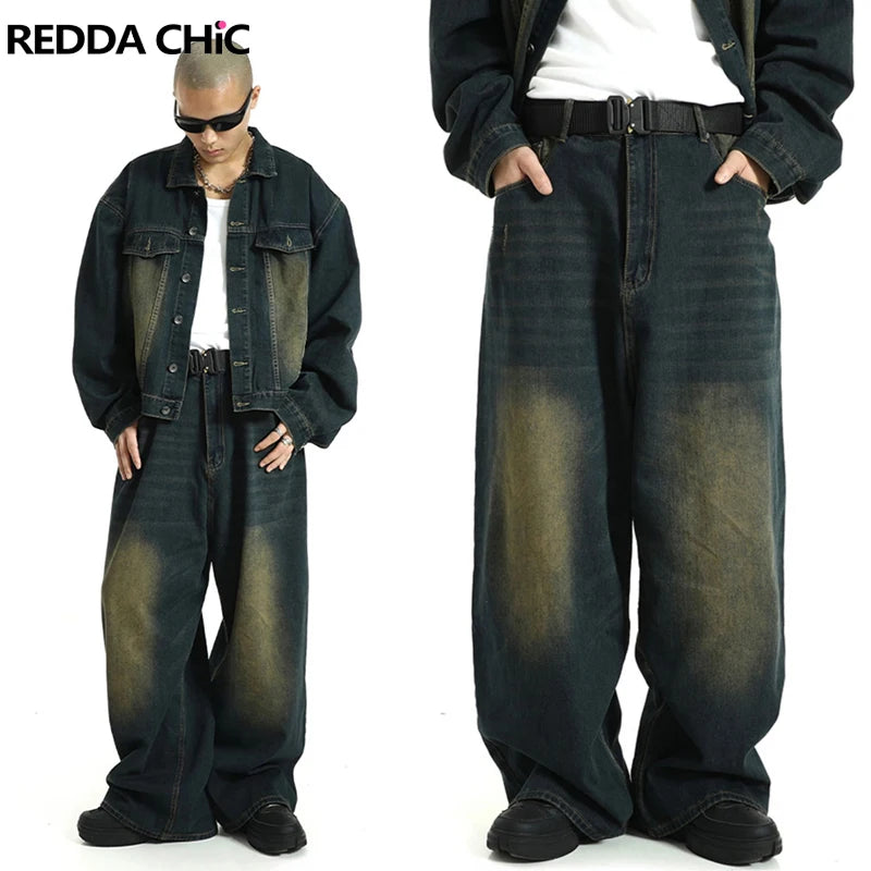Jeans Baggy Verdes Oversize Hombre | Pantalones Barrel Y2K Retro Ajustables Streetwear Skater Hip Hop REDDACHiC