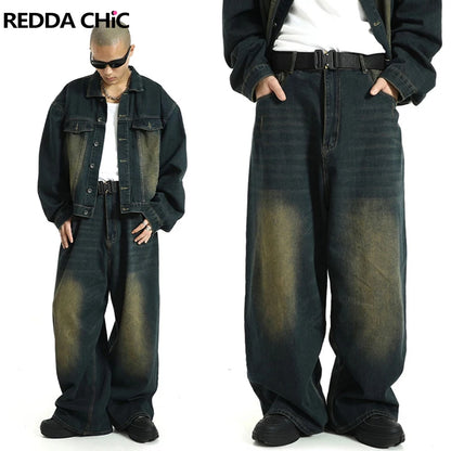 Jeans Baggy Verdes Oversize Hombre | Pantalones Barrel Y2K Retro Ajustables Streetwear Skater Hip Hop REDDACHiC