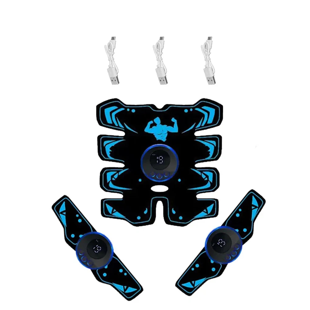 Entrenador Muscular EMS 3 en 1 Recargable USB | Estimulador Abdominal, Brazos y Cintura | Fitness Eléctrico Inalámbrico