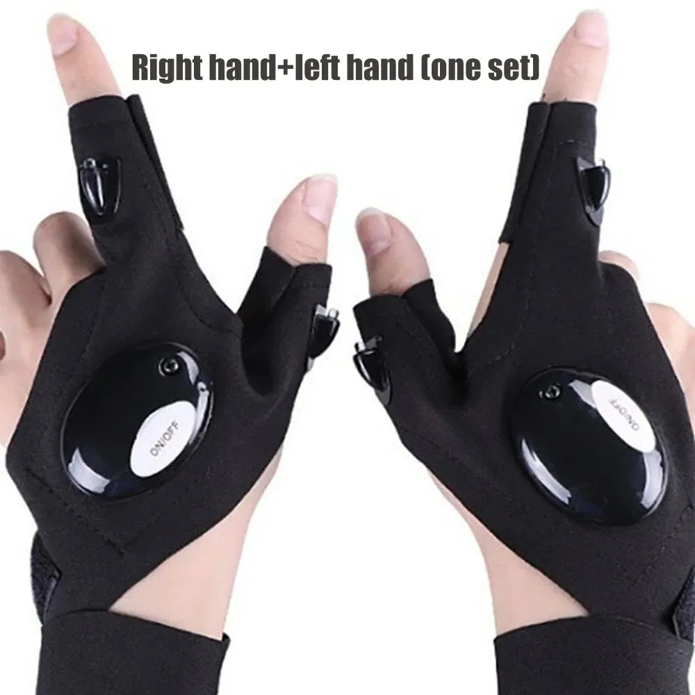 Guantes de Pesca con Linterna LED – Guantes Sin Dedos con Luz para Ciclismo, Camping y Actividades al Aire Libre