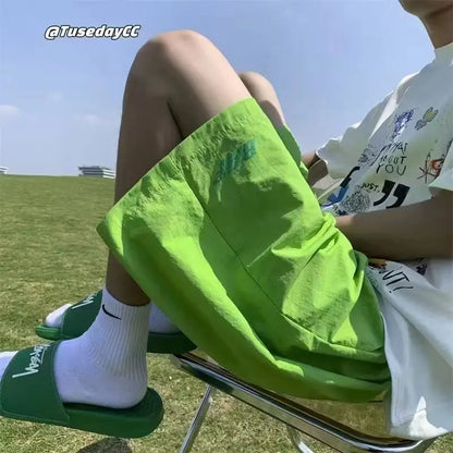 Shorts Vintage Japoneses Y2K para Hombre 2025 – Pantalones de Playa Holgados, Secado Rápido, Cargo y Estilo Hip-Hop