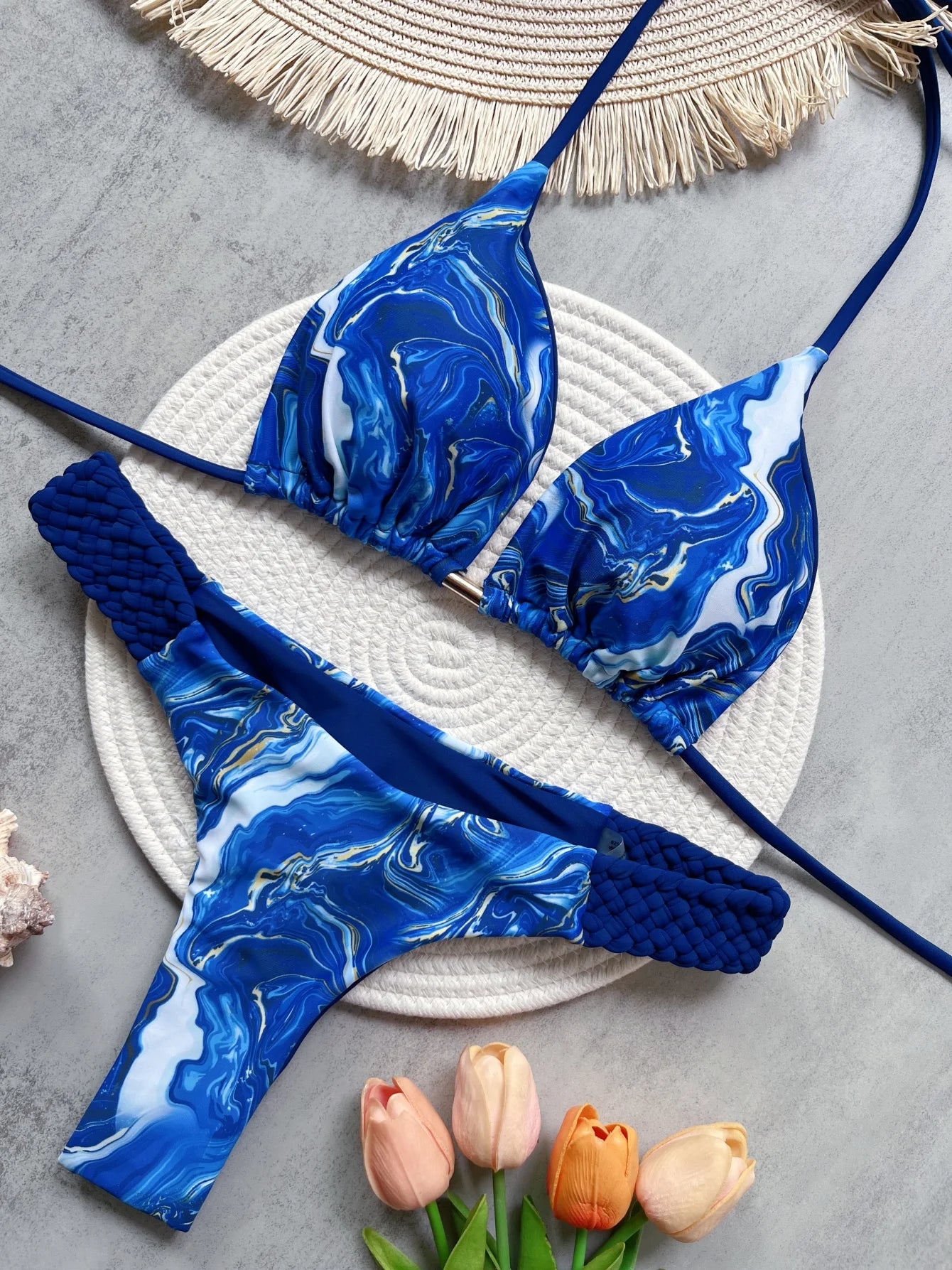 RUOTONGSEPT Bikini Halter Mujer | Mini Tanga Estampado Corte Alto 2 Piezas