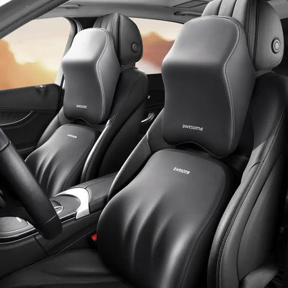 Cojín Lumbar y de Cuello para Coche en Memory Foam | Almohada Universal Ergonómica para Asiento con Soporte y Confort