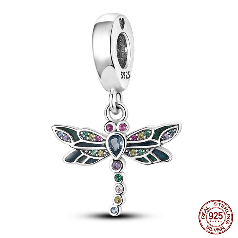 Charm de Plata S925 Mariquita de Siete Puntos y Trébol de la Suerte – Abalorio Colorido y Brillante para Pulseras Originales