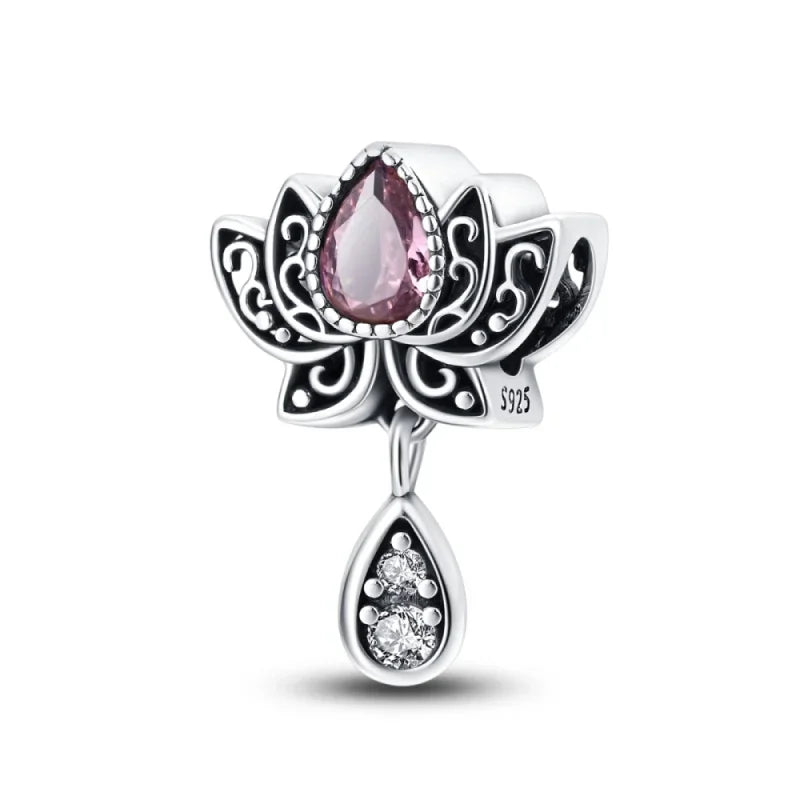 Charm Plata 925 Colgante Rosa Mariposa Corazón Flor Pájaro | Dije Para Pulsera Pandora Compatible