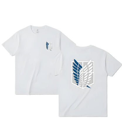 Camiseta Oversize Attack on Titan – T-shirt “Wings of Freedom” Mikasa & Eren, Algodón, Manga Corta, Cuello Redondo, Verano
